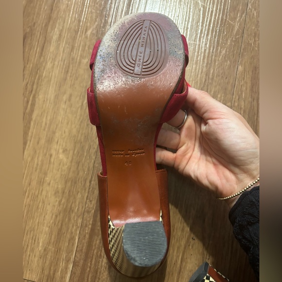 SALE Chie Mihara Red Suede Sandals - Size 40 - Picture 5 of 5